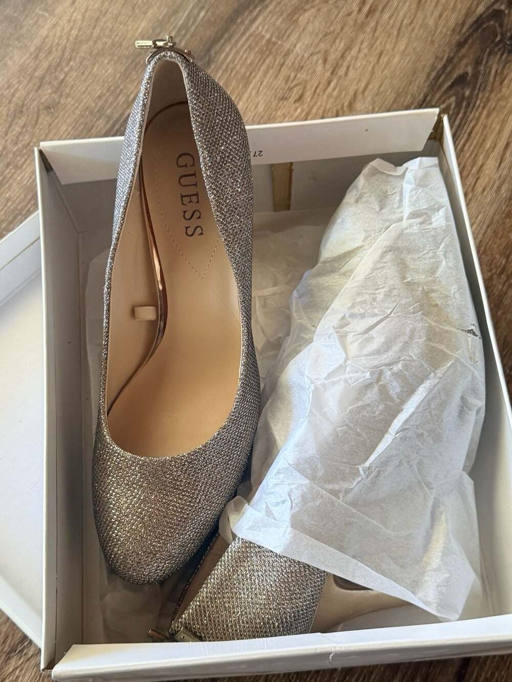 Guess Meliaa-C Gold Glam Glitter Platform Stiletto Pumps Size 8.5M